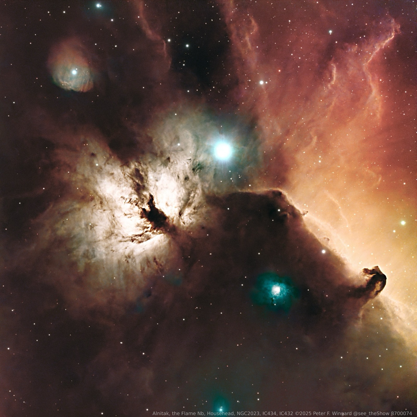 Alnitak, the Flame Nebula, Horsehead, NGC 2023, IC 434, IC 432